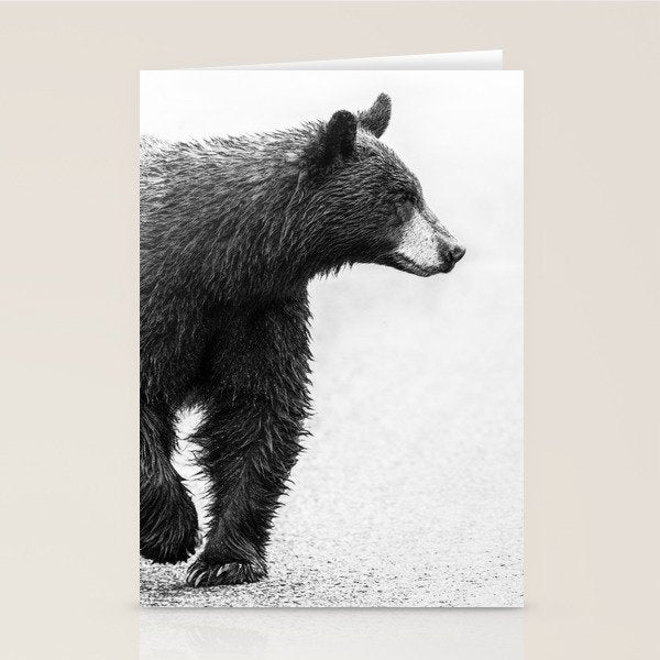 Bear Crossing - Black and White Wildlife Photography Stationery Card Gallery Image 2