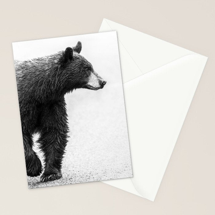Bear Crossing - Black and White Wildlife Photography Stationery Card Gallery Image 2