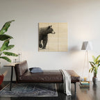 Bear Crossing - Black and White Wildlife Photography Wood Wall Art Gallery Image 2