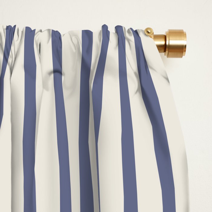 Blue And Cream Striped Window Curtain Gallery Image 2