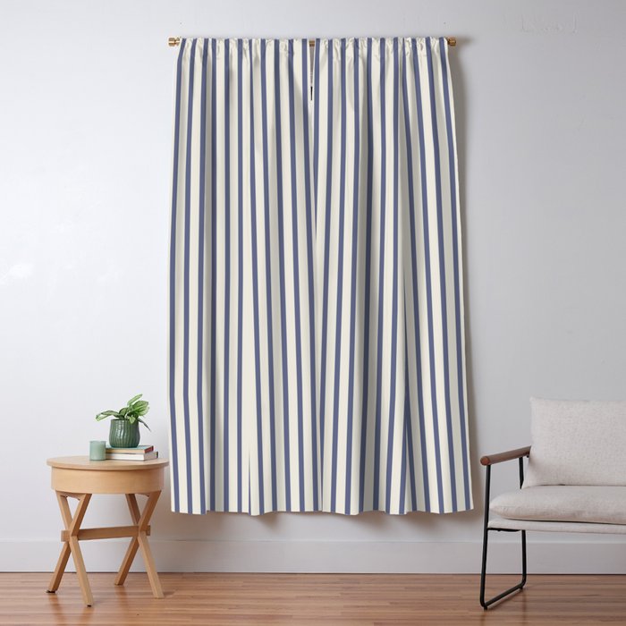 Blue And Cream Striped Window Curtain Gallery Image 5