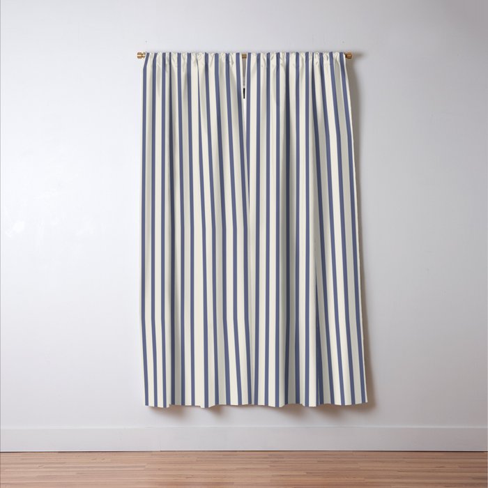 Blue And Cream Striped Window Curtain Gallery Image 3