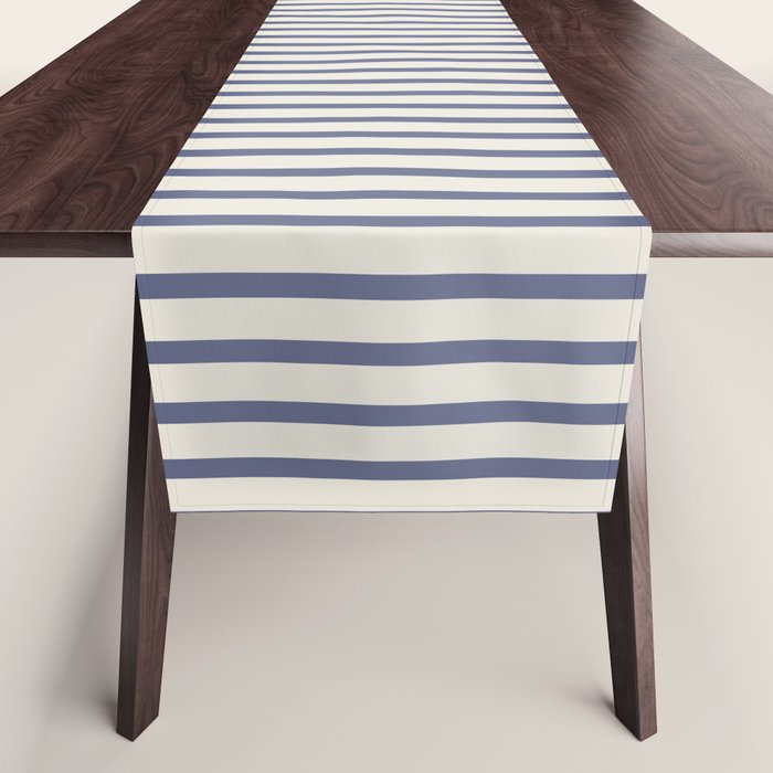Blue And Cream Striped Table Runner Gallery Image 1