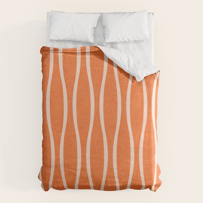 Retro Tiki Pin Stripes 329 Orange and Beige Duvet Cover Gallery Image 6