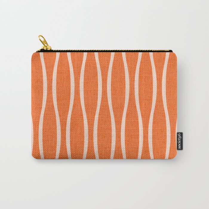 Retro Tiki Pin Stripes 329 Orange and Beige Carry All Pouch Gallery Image 1