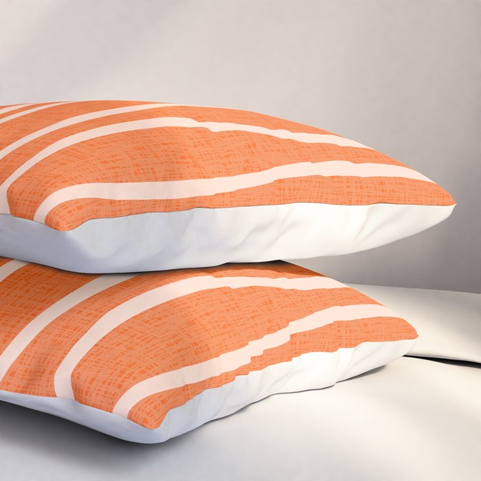 Retro Tiki Pin Stripes 329 Orange and Beige Pillow Sham Gallery Image 3