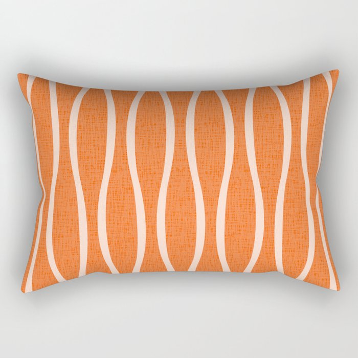 Retro Tiki Pin Stripes 329 Orange and Beige Rectangular Pillow Gallery Image 2