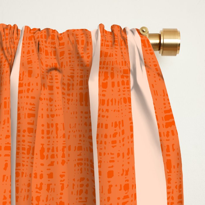 Retro Tiki Pin Stripes 329 Orange and Beige Window Curtain Gallery Image 2