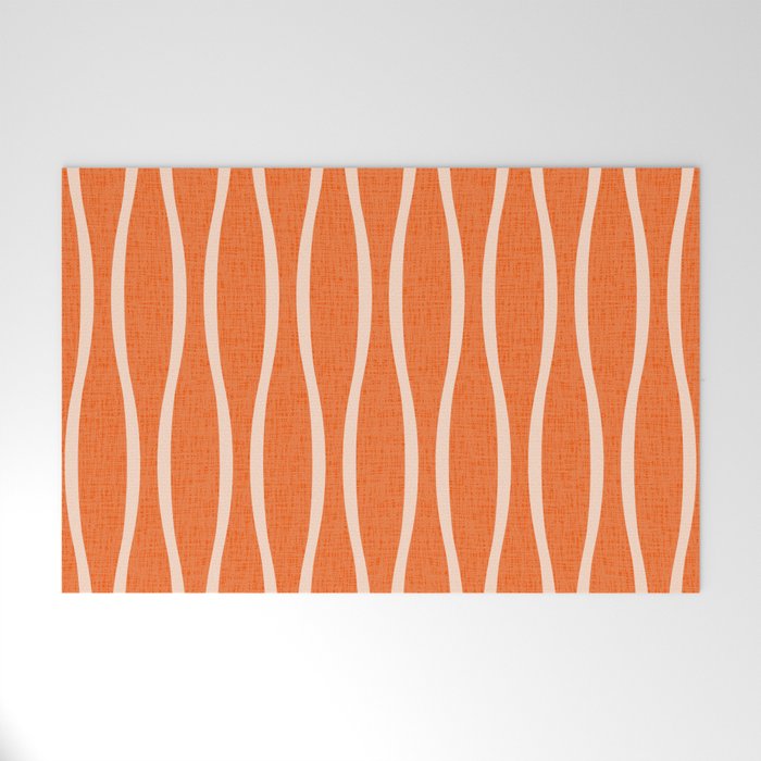 Retro Tiki Pin Stripes 329 Orange and Beige Welcome Mat Gallery Image 1