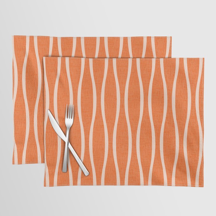 Retro Tiki Pin Stripes 329 Orange and Beige Placemat Gallery Image 1