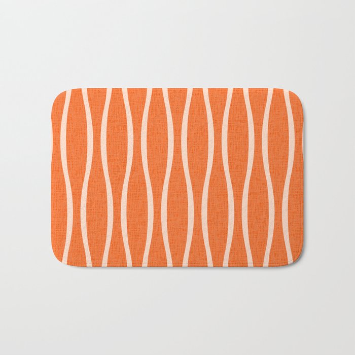 Retro Tiki Pin Stripes 329 Orange and Beige Bath Mat Gallery Image 1