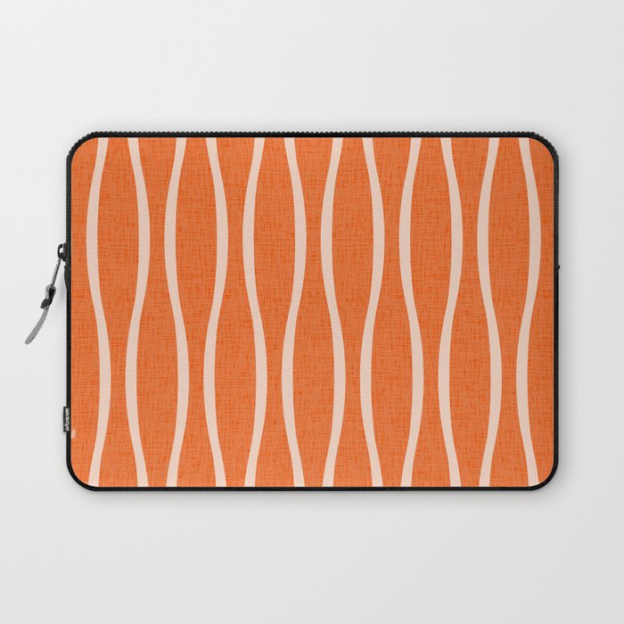 Retro Tiki Pin Stripes 329 Orange and Beige Laptop Sleeve Gallery Image 1