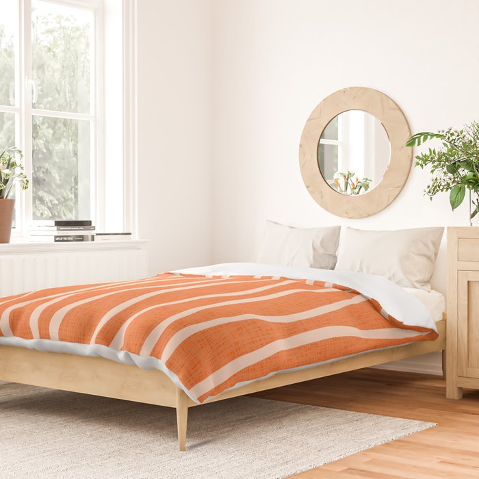 Retro Tiki Pin Stripes 329 Orange and Beige Duvet Cover Gallery Image 2