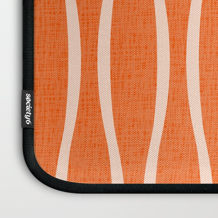 Retro Tiki Pin Stripes 329 Orange and Beige Laptop Sleeve Gallery Image 3