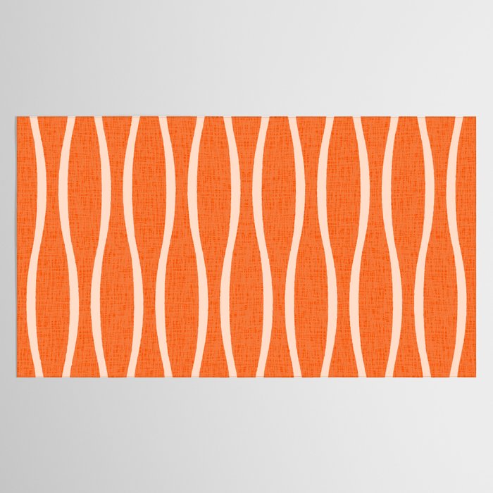 Retro Tiki Pin Stripes 329 Orange and Beige Tablecloth Gallery Image 2