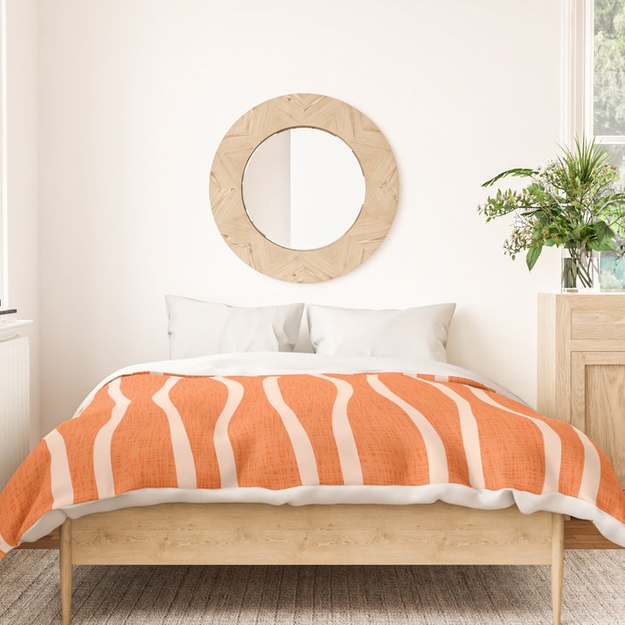 Retro Tiki Pin Stripes 329 Orange and Beige Duvet Cover Gallery Image 3