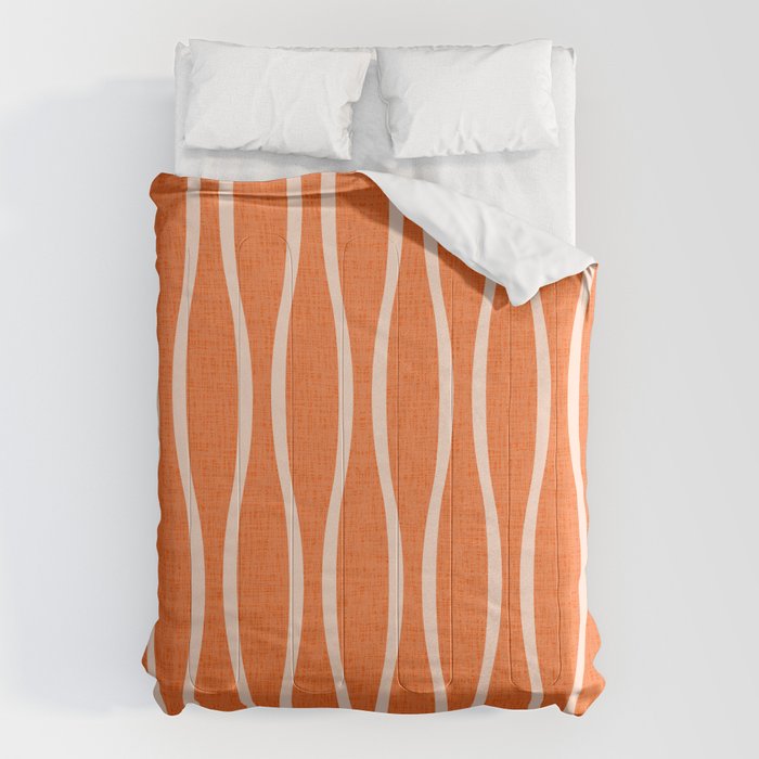 Retro Tiki Pin Stripes 329 Orange and Beige Comforter Gallery Image 6