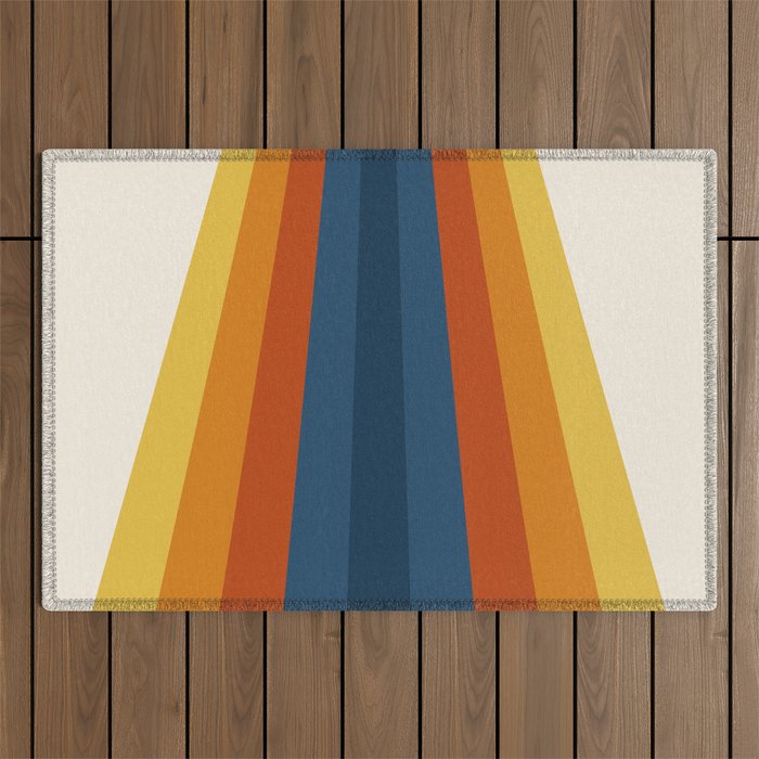 Bright 70's Retro Stripes Outdoor Rug Gallery Image 1