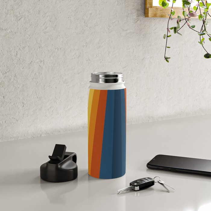 Bright 70's Retro Stripes Water Bottle Gallery Image 4