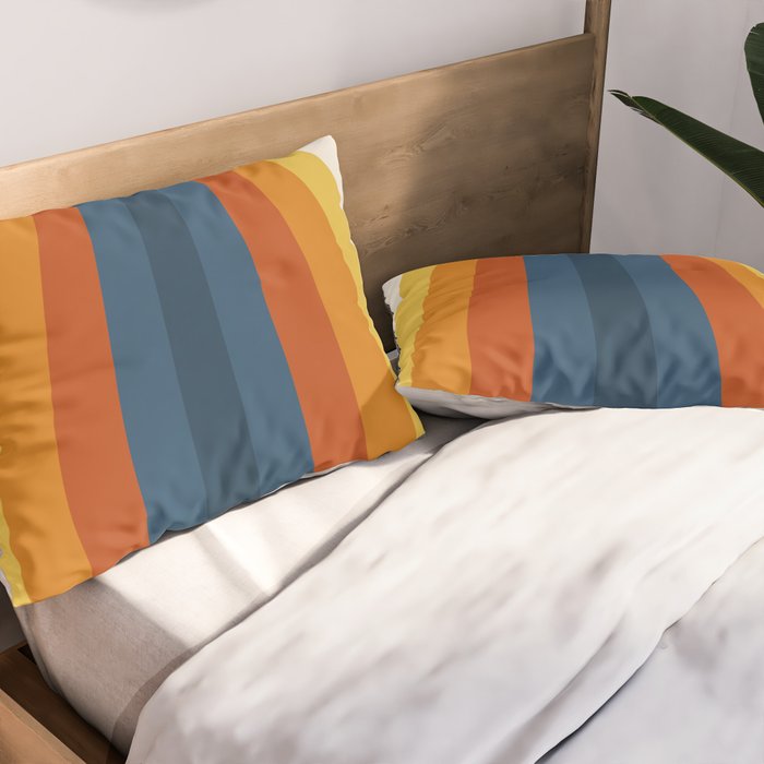 Bright 70's Retro Stripes Pillow Sham Gallery Image 2