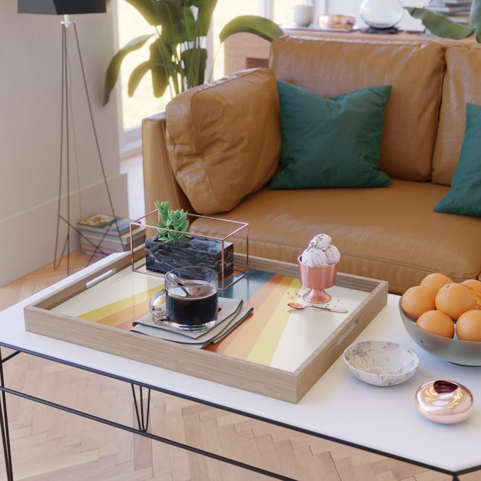 Bright 70's Retro Stripes Serving Tray Gallery Image 2