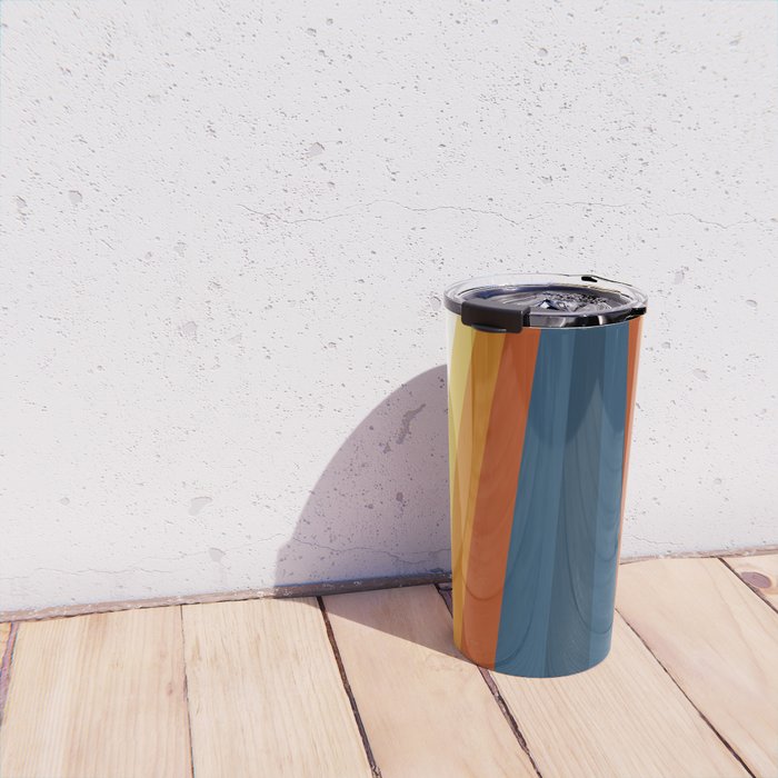 Bright 70's Retro Stripes Travel Mug Gallery Image 4