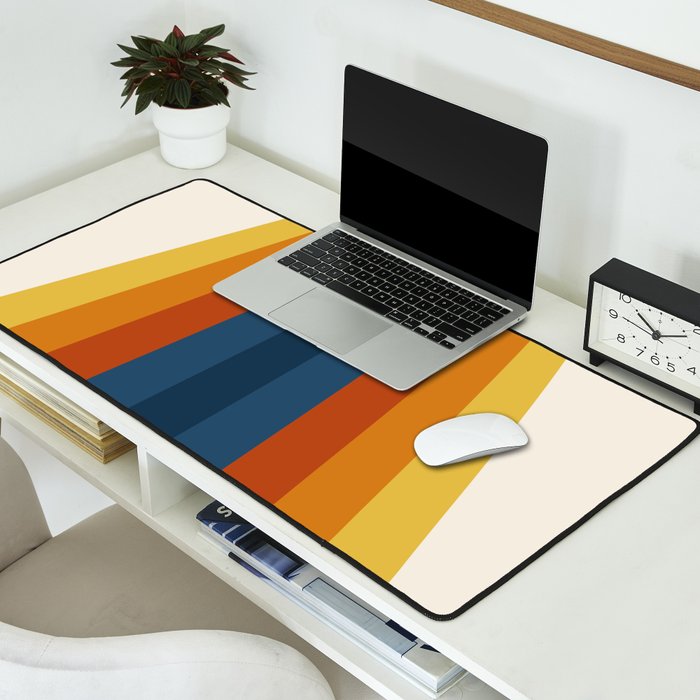 Bright 70's Retro Stripes Desk Mat Gallery Image 2