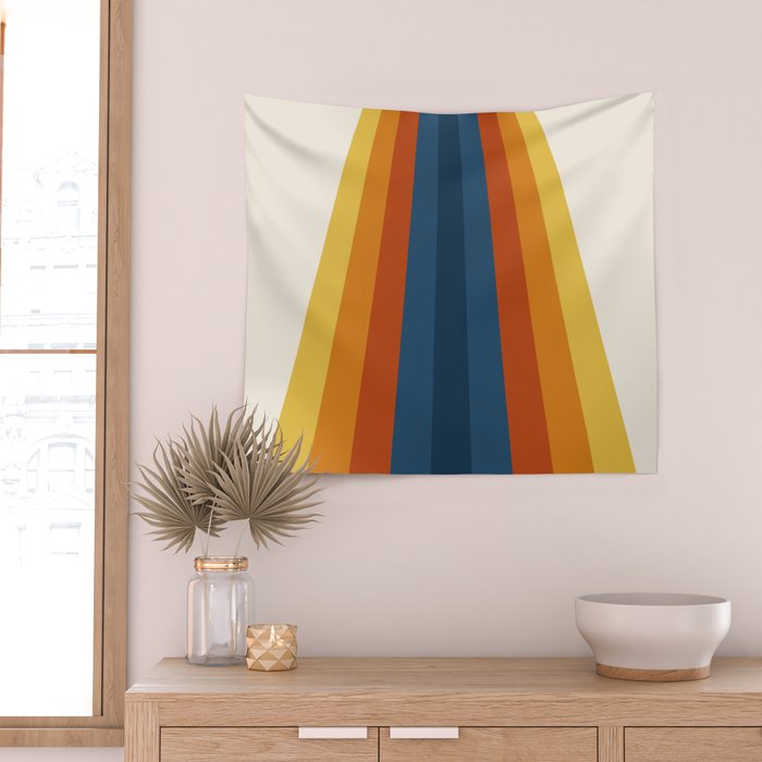 Bright 70's Retro Stripes Wall Tapestry Gallery Image 2