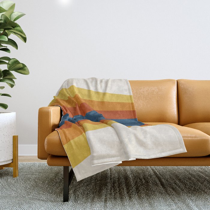 Bright 70's Retro Stripes Throw Blanket Gallery Image 1