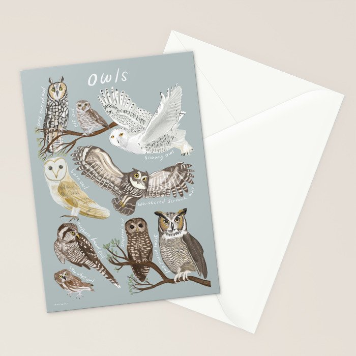 Owls Illustrated Chart Stationery Card Gallery Image 2