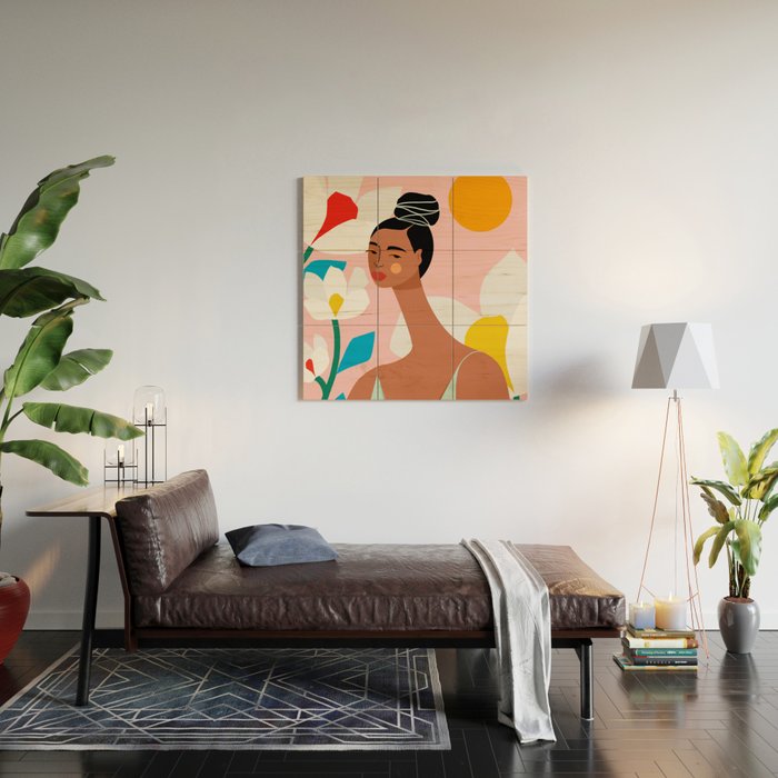 Boho Top Knot Wood Wall Art Gallery Image 2