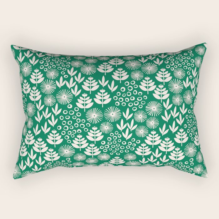 Retro Forest Flora Pattern Rectangular Pillow Gallery Image 2