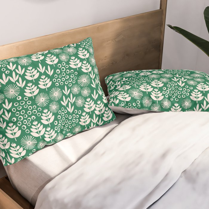 Retro Forest Flora Pattern Pillow Sham Gallery Image 2