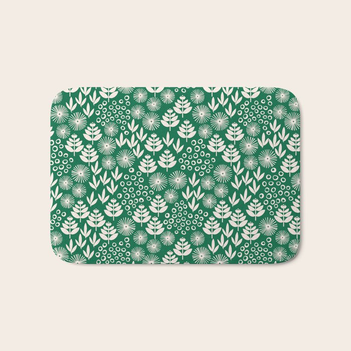 Retro Forest Flora Pattern Bath Mat Gallery Image 1