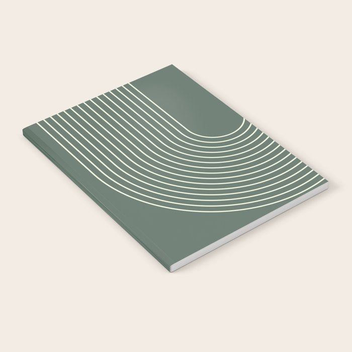 Geometric Lines in Sage Green 5 (Rainbow Abstraction) Notebook Gallery Image 1