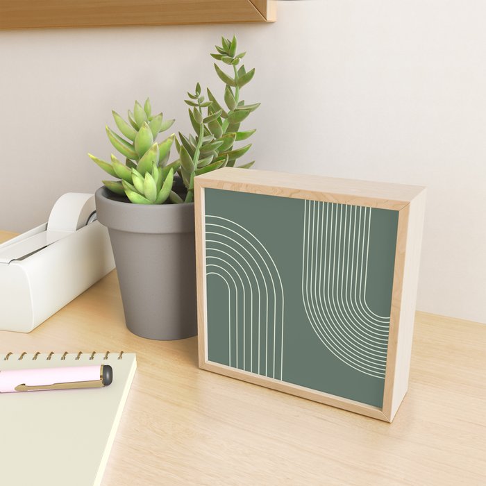 Geometric Lines in Sage Green 5 (Rainbow Abstraction) Mini Art Print Gallery Image 2