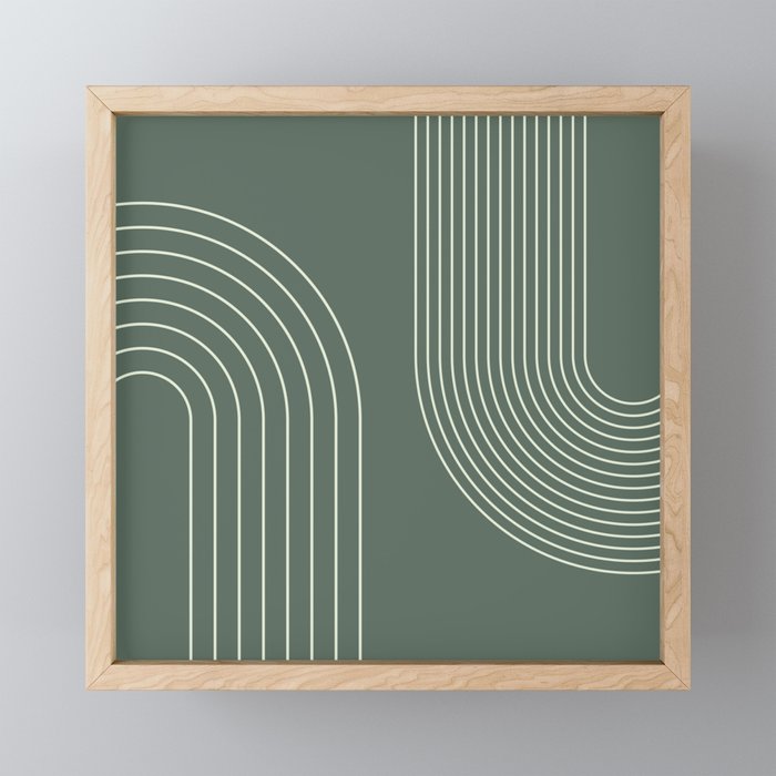 Geometric Lines in Sage Green 5 (Rainbow Abstraction) Mini Art Print Gallery Image 1