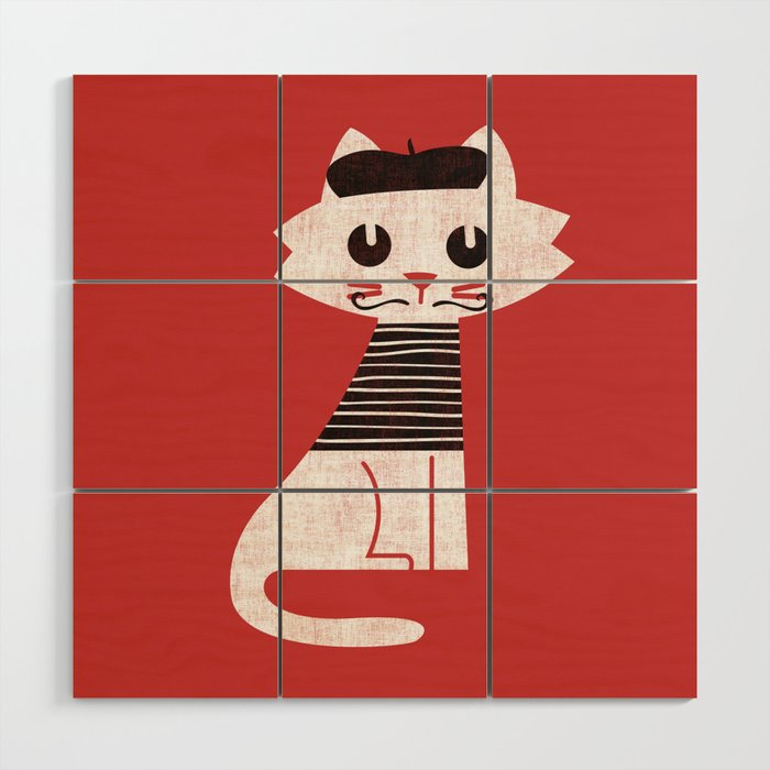 Mark the cat goes to Paris Wood Wall Art Gallery Image 1