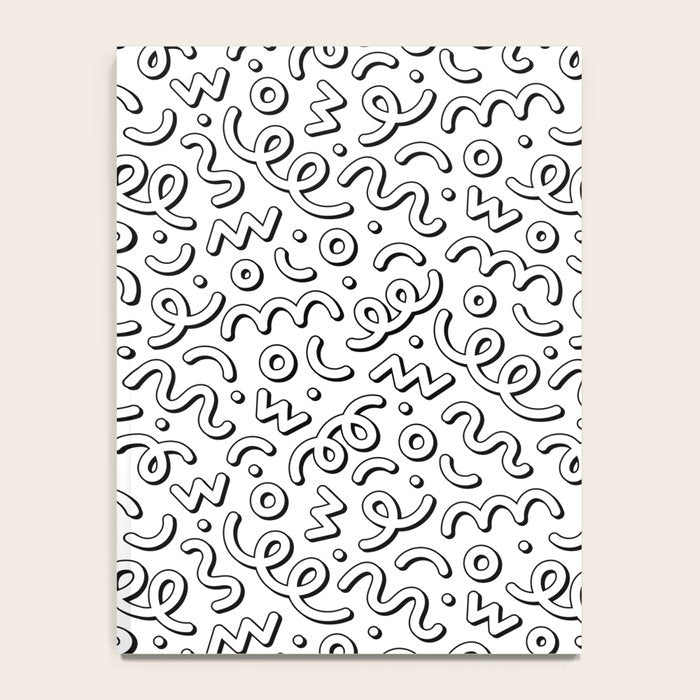 Fun black and white cartoon doodle pattern Notebook Gallery Image 4