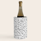 Fun black and white cartoon doodle pattern Wine Chiller Gallery Image 1