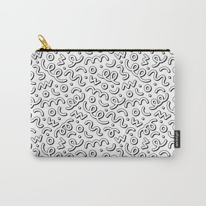 Fun black and white cartoon doodle pattern Carry All Pouch Gallery Image 1