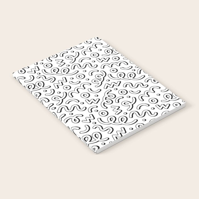 Fun black and white cartoon doodle pattern Notebook Gallery Image 2