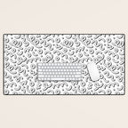 Fun black and white cartoon doodle pattern Desk Mat Gallery Image 1