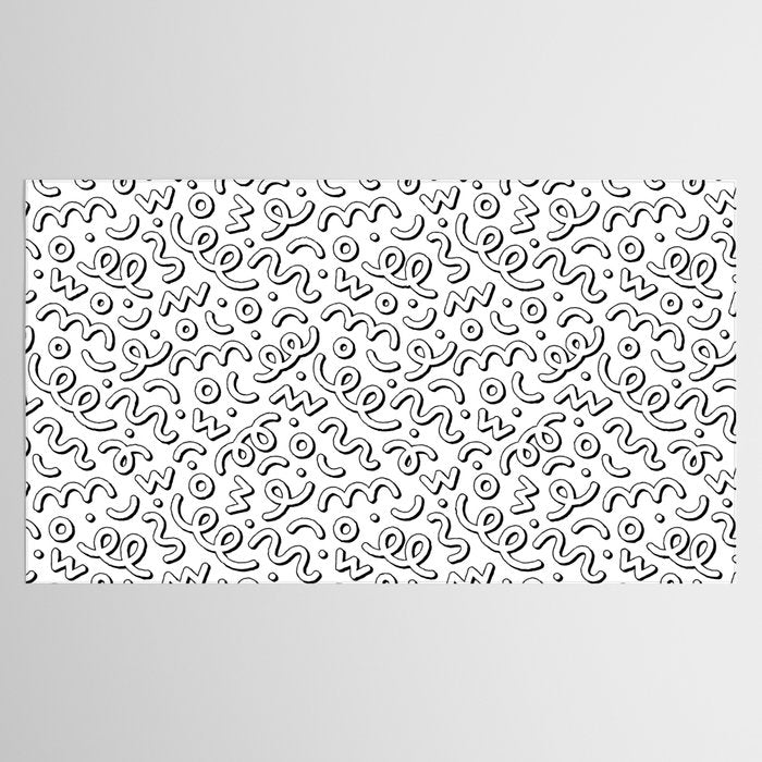 Fun black and white cartoon doodle pattern Tablecloth Gallery Image 2
