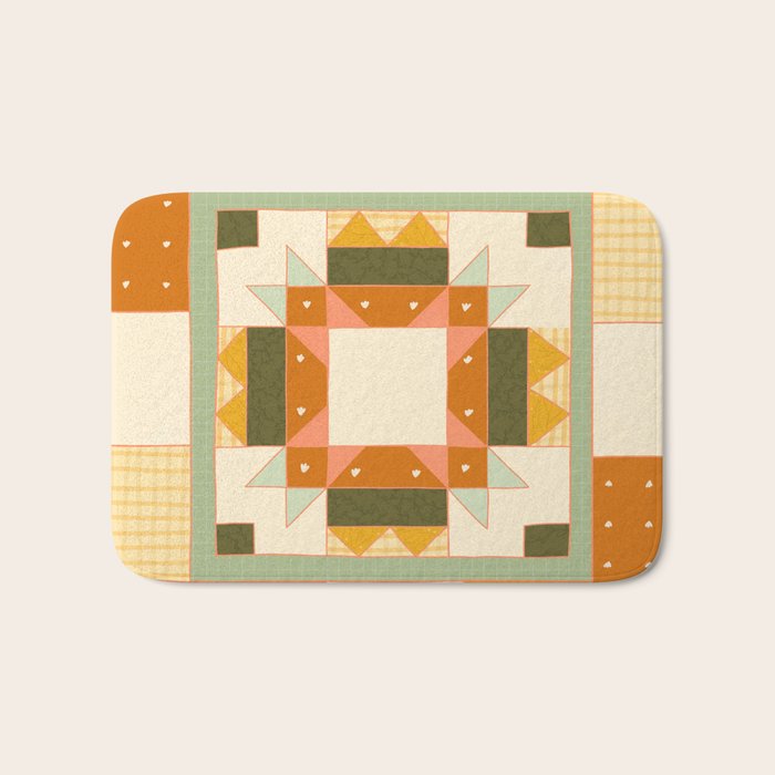 Vintage Quilt Square Bath Mat Gallery Image 1