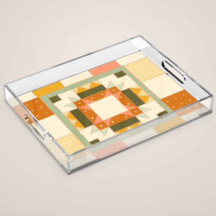 Vintage Quilt Square Acrylic Tray Gallery Image 1