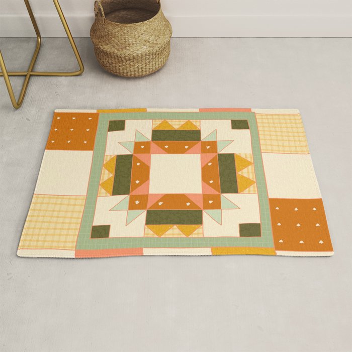 Vintage Quilt Square Rug Gallery Image 1