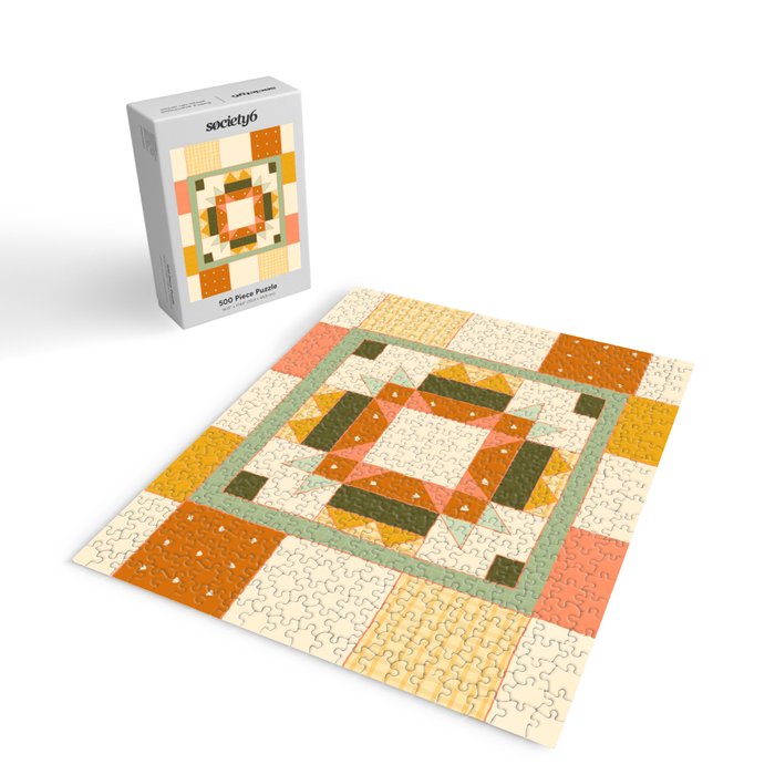 Vintage Quilt Square Jigsaw Puzzle Gallery Image 2