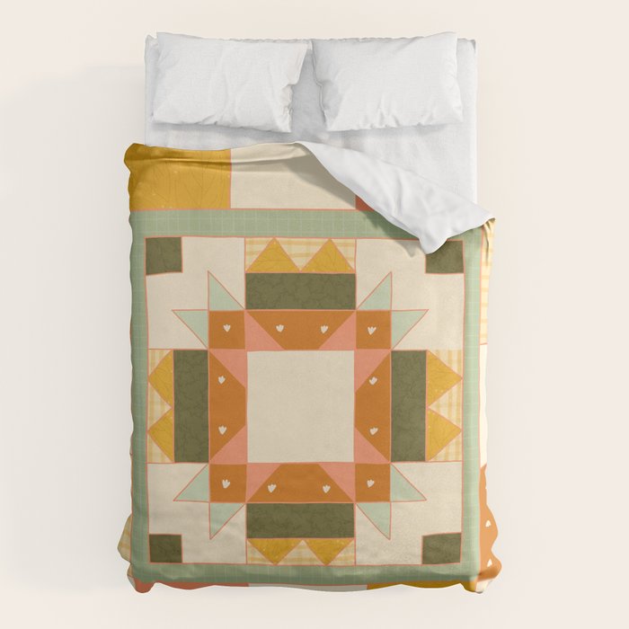 Vintage Quilt Square Duvet Cover Gallery Image 1