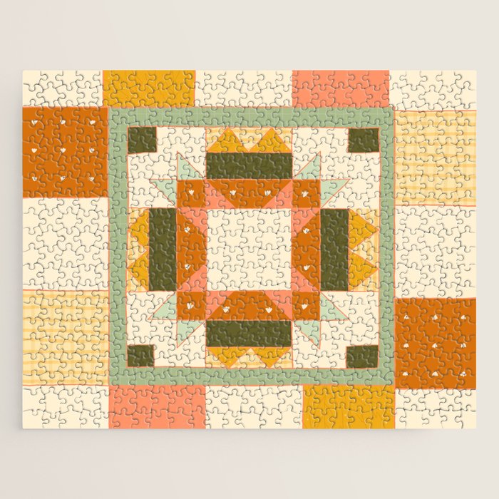 Vintage Quilt Square Jigsaw Puzzle Gallery Image 1